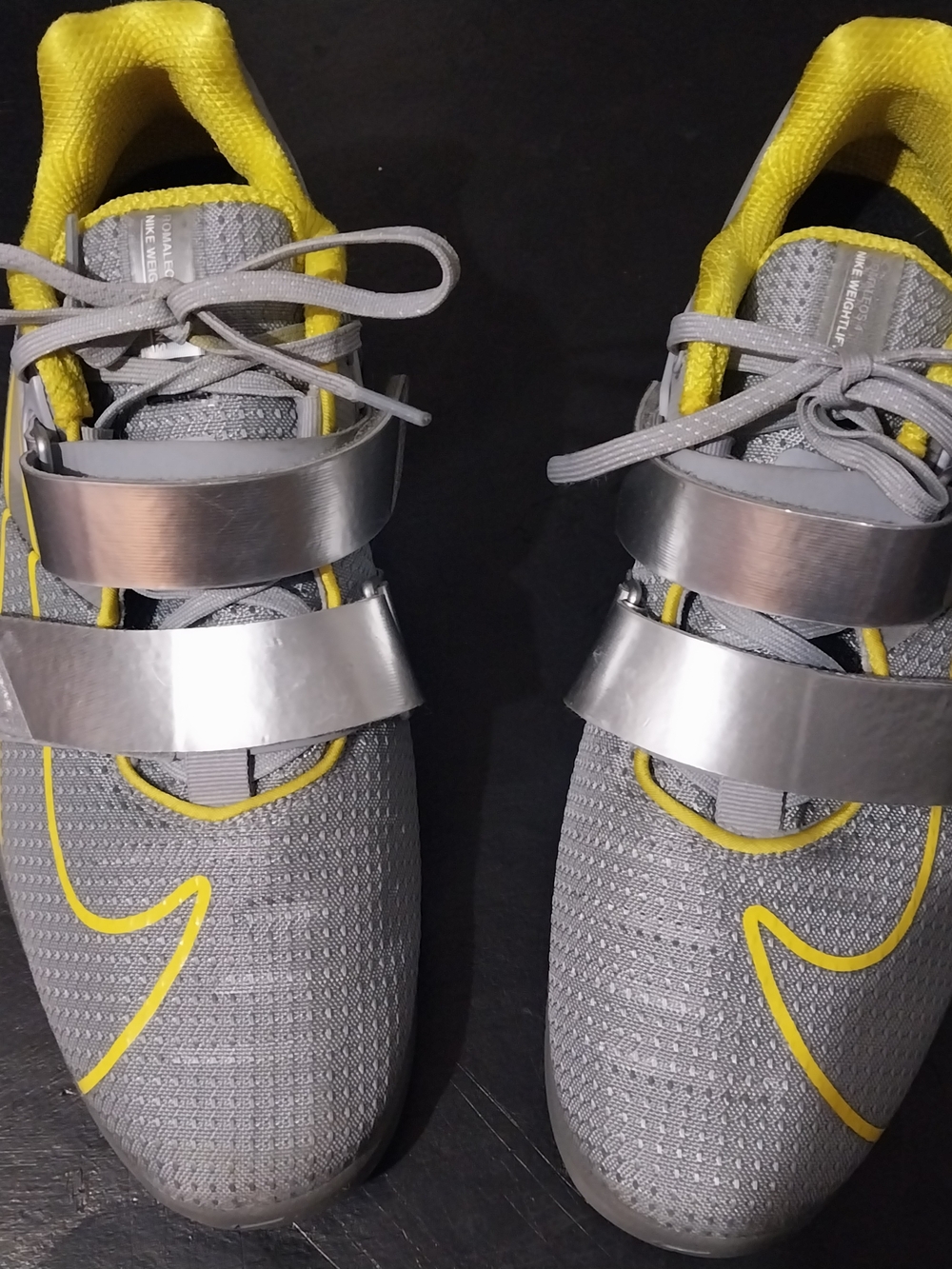 Nike Gray and Yellow Weightlifting Sneakers